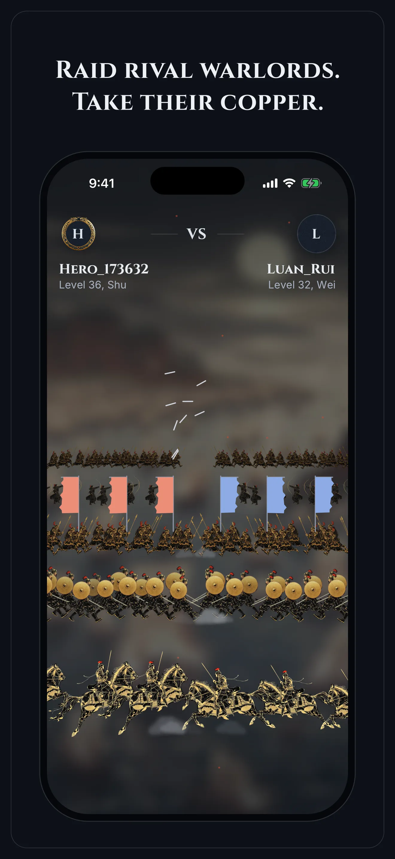 Screenshot: Raid rival warlords. Take their Copper.